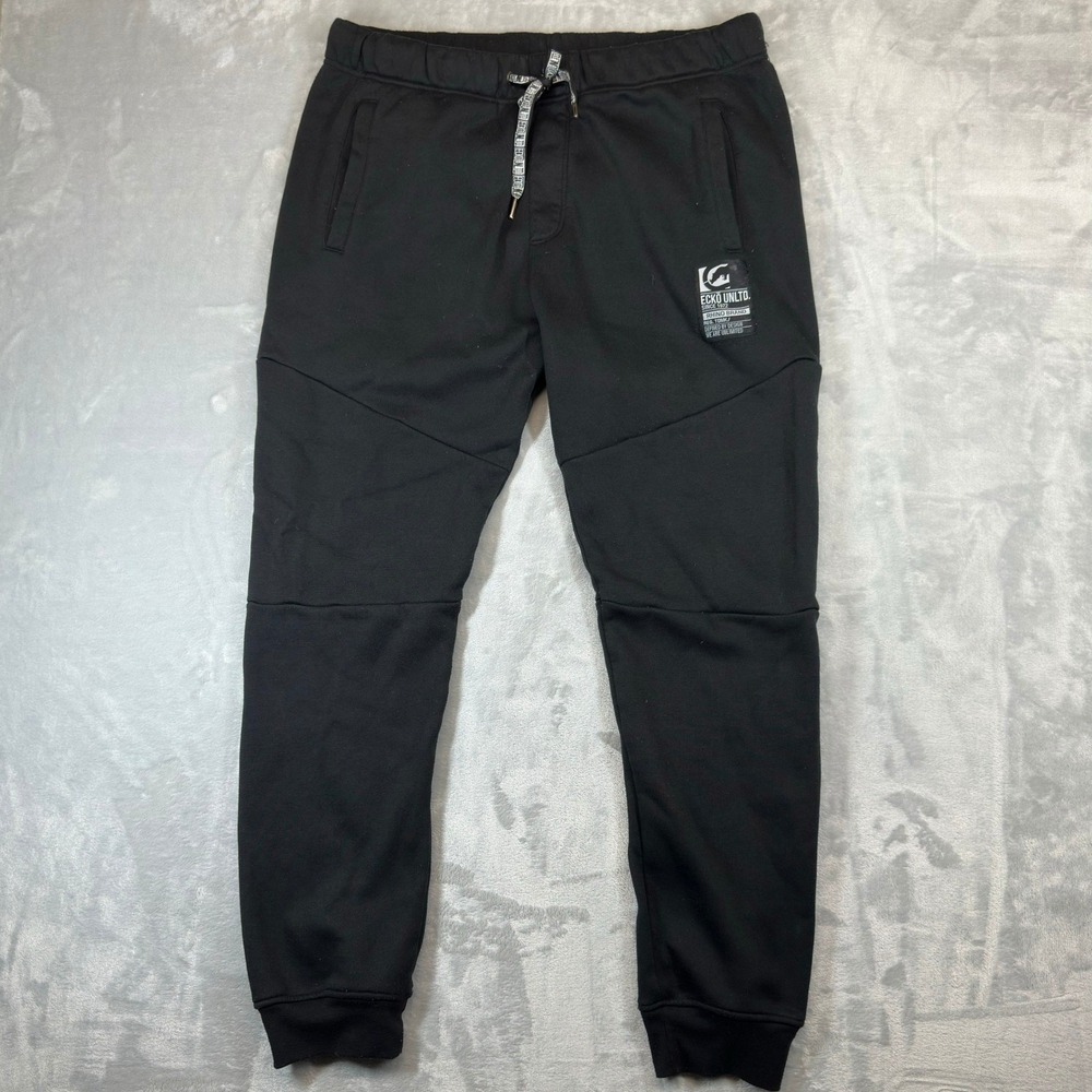 Ecko Unltd Joggers Mens XL Black Fleece Rhino Brand Streetwear Pants